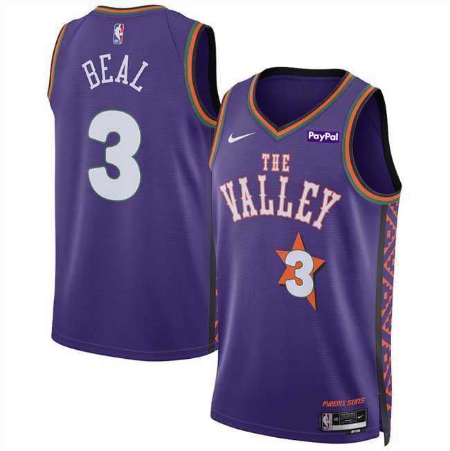 Mens Phoenix Suns #3 Bradley Beal Purple 2024-25 City Edition Stitched Jersey Dzhi->phoenix suns->NBA Jersey